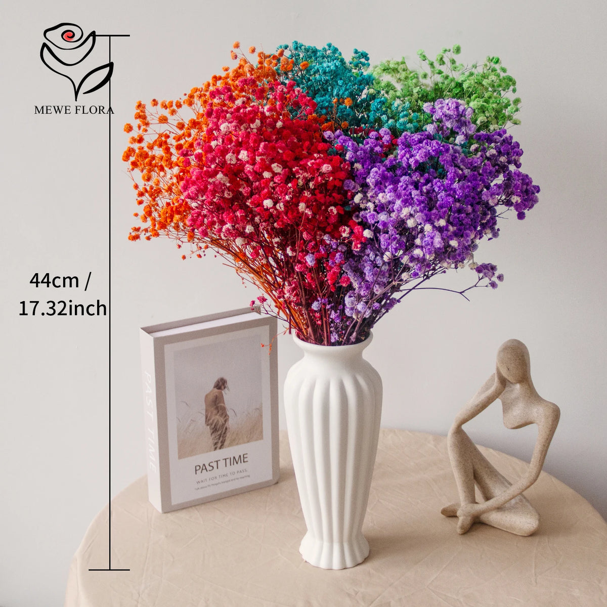 bouquet fleurs séchées mix couleur vase blanc décoration maison anniversaire baby shower naturel rustique