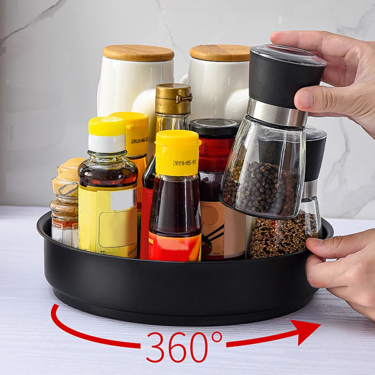 Plateau rotatif cuisine rangement condiments