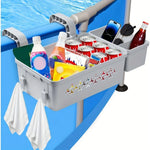 organisateur piscine bleu noir rose compartiments boissons clips fixation moderne rangement
