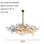 lustre suspendu classique doré blanc fleurs stylisées 160cm 180cm 200cm lumière chaude neutre lumière