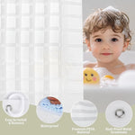 rideau douche moderne rayé blanc gris ourlet standard éva semi transparent métalliques facile installer