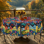 nappe moderne fleurs colorées motifs abstraits printemps été extérieure imperméable polyester multicolore round rectangle