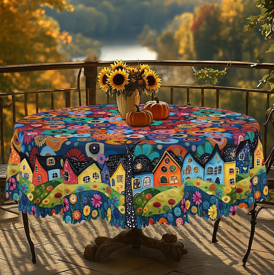 nappe moderne fleurs colorées motifs abstraits printemps été extérieure imperméable polyester multicolore round rectangle