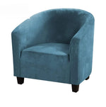 housse fauteuil velours bleu marine blanc moderne anti dérapante machine opaque