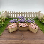 miniature plante artificielle boite bois décoration étagère violet rose bleu jaune rouge fleurs