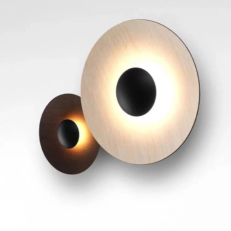 applique murale contemporaine dorée noire led fixée mur ronde lisse