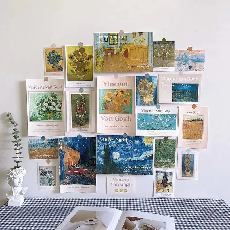 collage mural vintage romantique paysages floraux clips rose beige vert bleu blanc adolescents