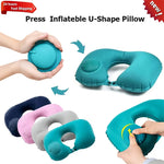 oreiller voyage gonflable forme cou bleu polyester ergonomique valve gonflageextérieur support confortable
