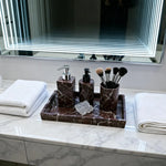 plateau decoratif elegante marbre rouge veines blanches plateau rangement tasse the maquillage cosmétique 30x20cm