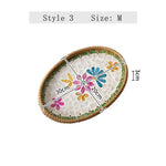 assiettes ovales rotin mosaïque coquillages boho rustique multicolore thé collations