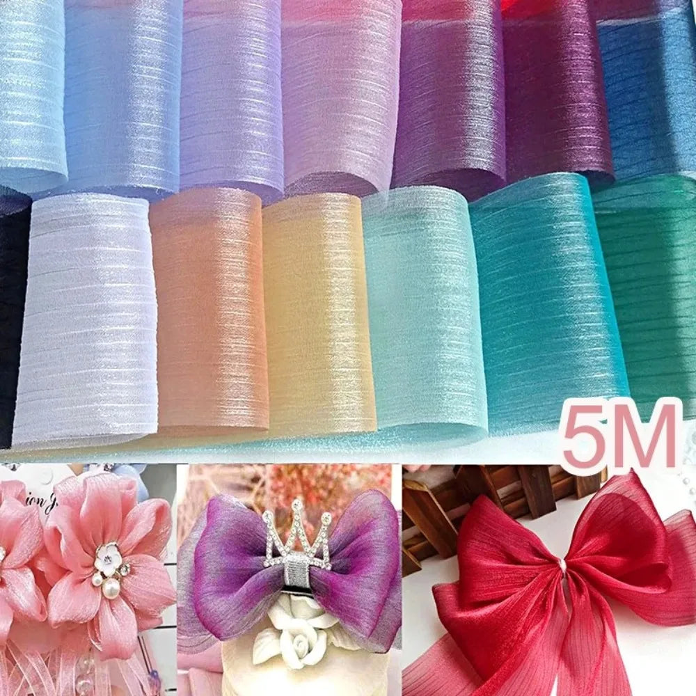 ruban organza violet rose rouge bleu clair opacité texture ondulée classique 5m large 6cm