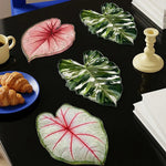 coasters feuilles tropicales vert blanc rose antidérapants moderne protége comptoir cuisine