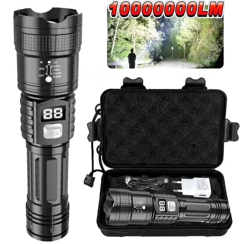 lampe torche led rechargeable type noire moderne chargeur usb boite rangement texturée robuste cliquable