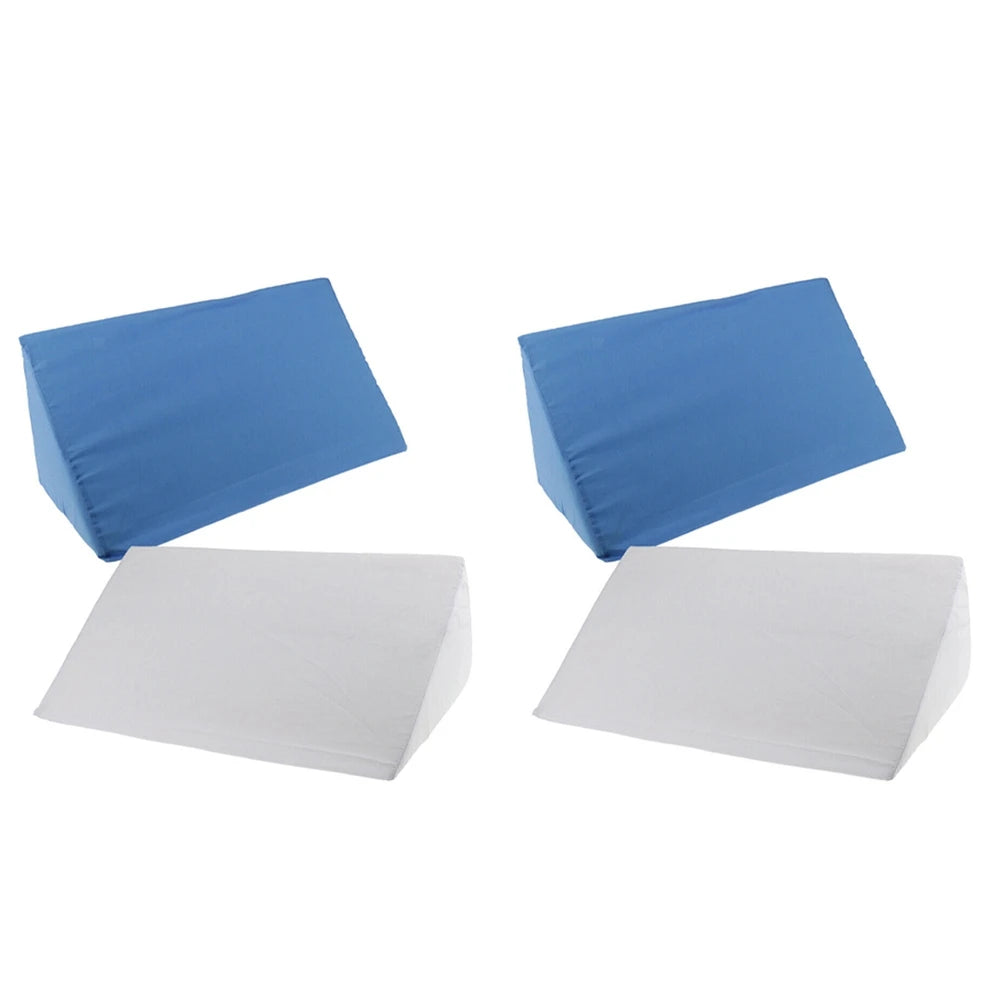 coussin d'élevation bleu mousse mémoire forme incliné support lombaire jambes texture lisse ergonomique