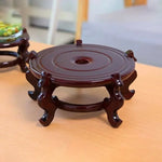 supports bois marron plantes asiatique décoratif motifs sculptés 7cm hauteur 12cm diamètre