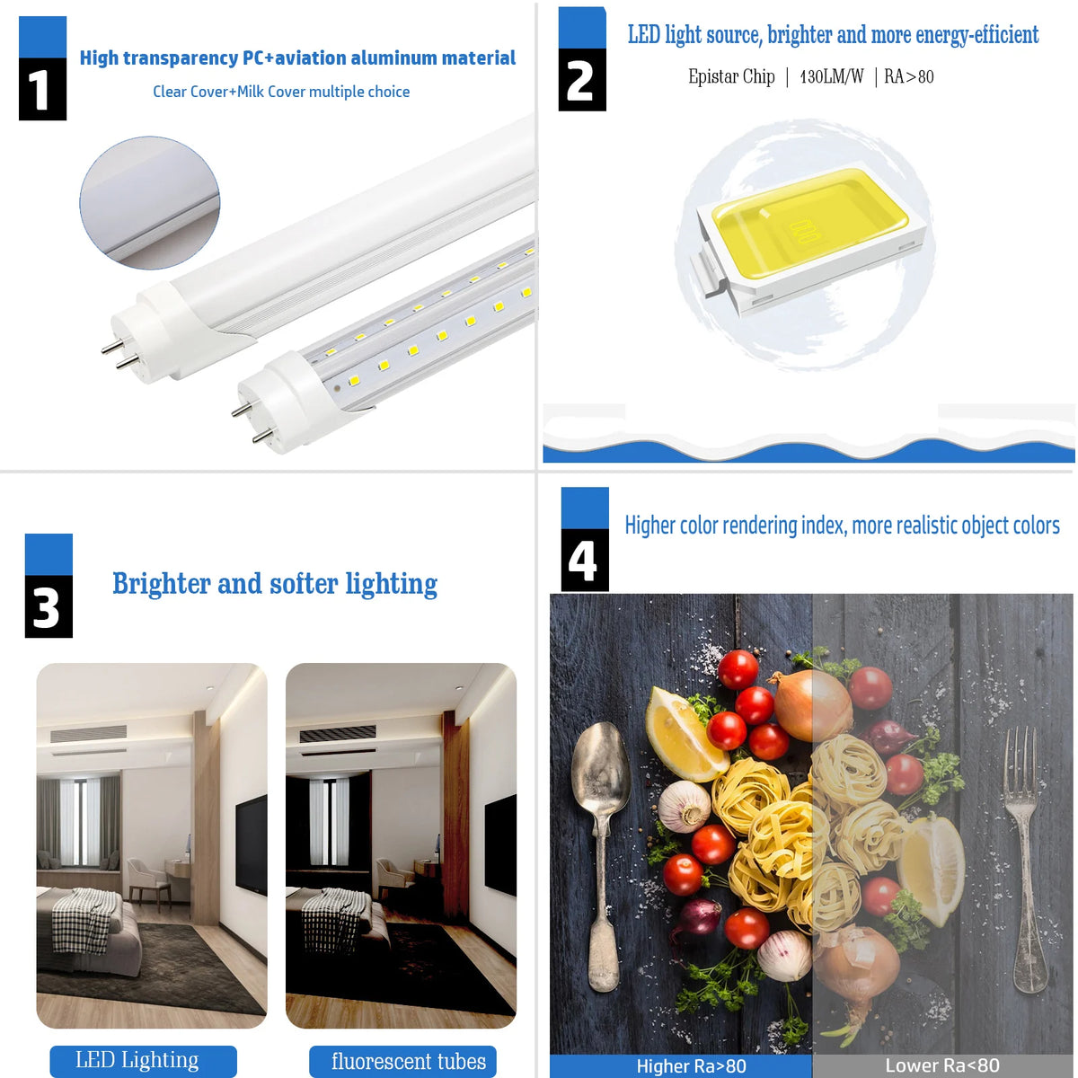 Tube LED design pour salon