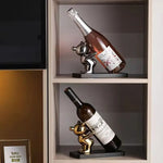 présentoir bouteille ours argenté doré moderne décoration noël vin champagne étiquette florale