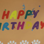 carte pop up anniversaire dessin animé personnages souriants coeurs lignes écriture simple cartoon
