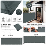 rideau balcon gris rayures moderne clips câbles 90x500cm 90x600cm 90x300cm 75x600cm