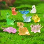 figurines animaux miniatures résine transparentes pastorelles rose vert bleu violet hippopotame dinosaurien