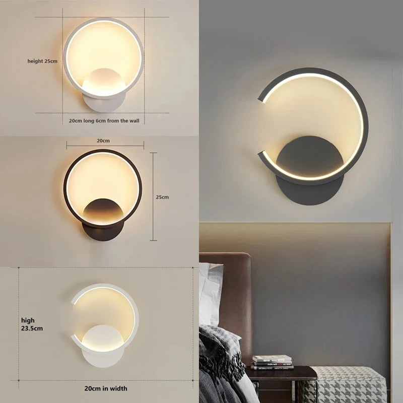 applique murale led moderne blanche noire dorée fixée mur élégant flux lumineux élevé trichromatique