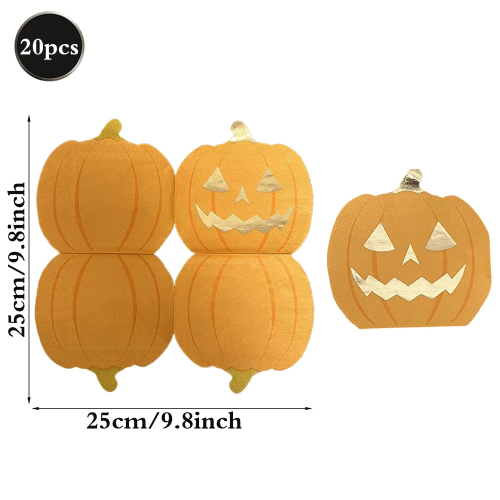 assiettes fantômes halloween citrouilles monstres serviettes gobellets sacs bonbons napkins bannières