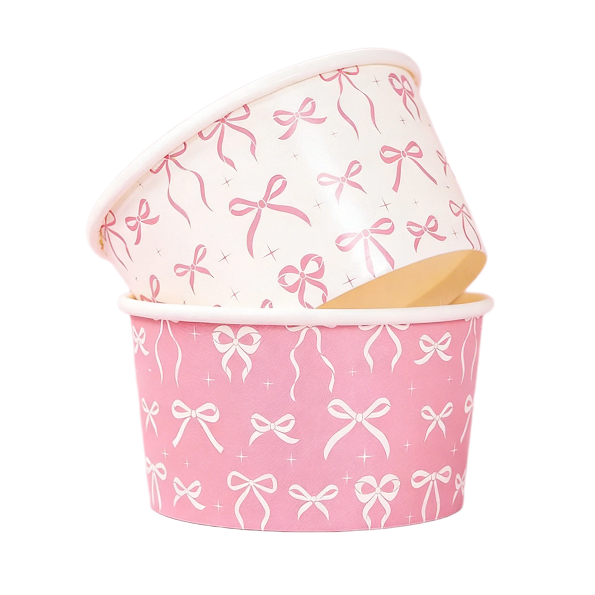 petites coupes papier rose motif rubans moderne blanc festives mariage anniversaire enfants