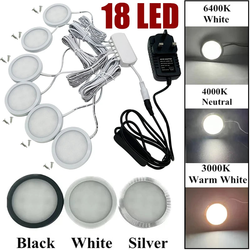 plafonnier led blanc noir argent moderne 18 led 12v adaptateur eu uk us 59mm