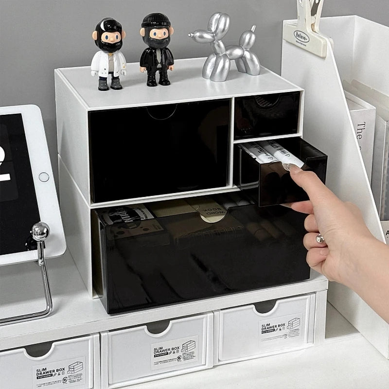 boîte rangement blanc noir tiroirs minimaliste moderne organisateur cosmétique multipurpose respectueux environnement
