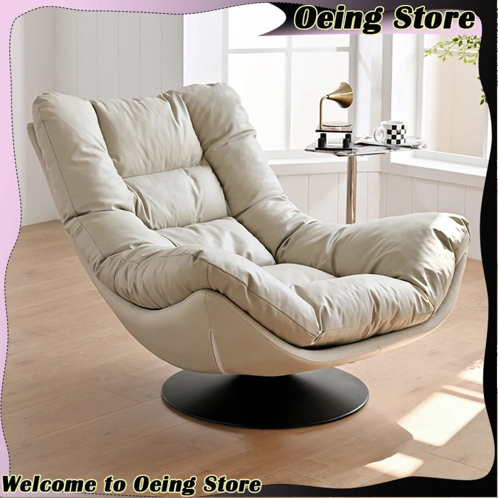 fauteuil moderne salon beige clair inclinable ergonomique pivotant décoration