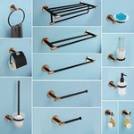 accessoires salle bain moderne porte serviettes noir cuivre doré fixations murales minimalistes
