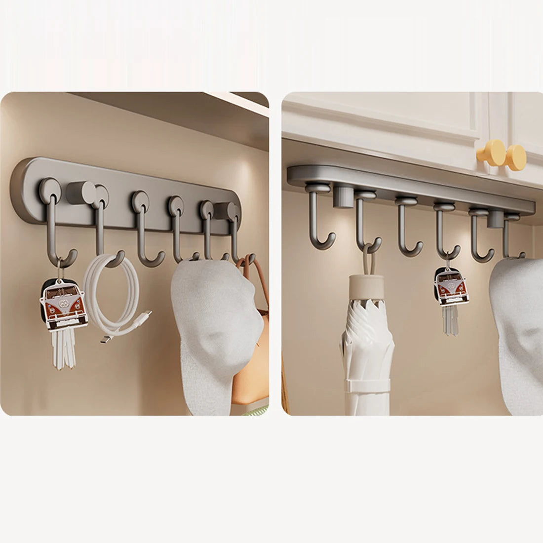 porte sacs porte clés mural ventouse moderne rangement sacs parapluies clés usb gris métallisé