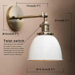 lampe murale industrielle blanc noir rouge vert twist switch mat opacité 17cm 21cm