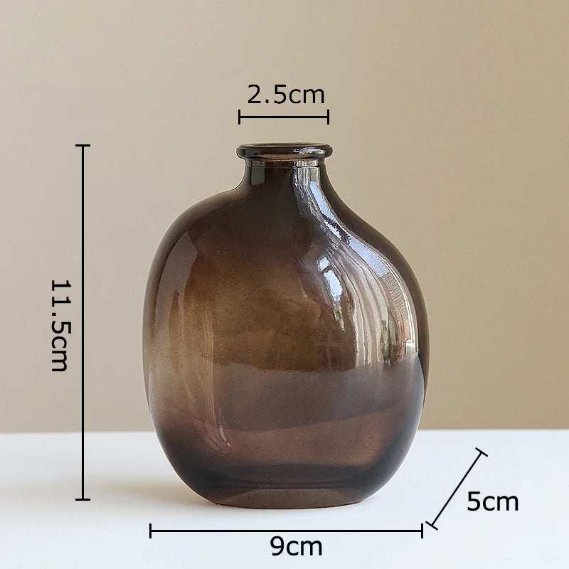 vases hydroponiques modernes transparents marron lisses décoration table plantes fleurs artificielles minimalistes