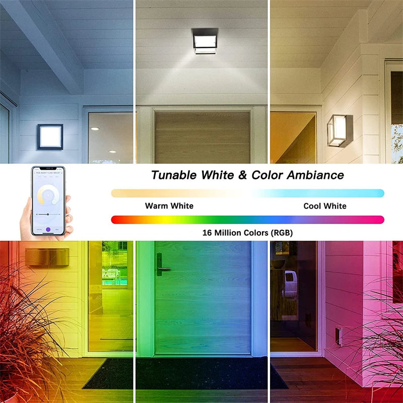 lampe murale led ip65 étanche controle vocal google alexa contemporaine noire 16cm