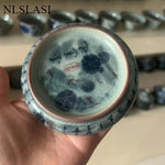 boîte thé bleu blanc rouge peinture chinoise artisanale tasse inclusion montagne fleur