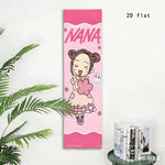 tapisserie murale personnages animés rose tresses bonbons fraises fond rose chambre décoration 150x40cm