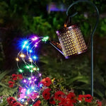 arrosoir lumineux solaire or noir artisanal rustique interrupteur panneau solaire crochets métalliquesextérieur led jardin