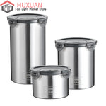 boîtes hermétiques acier inoxydable coffrets alimentaires épices grains couvercle transparent moderne minimaliste