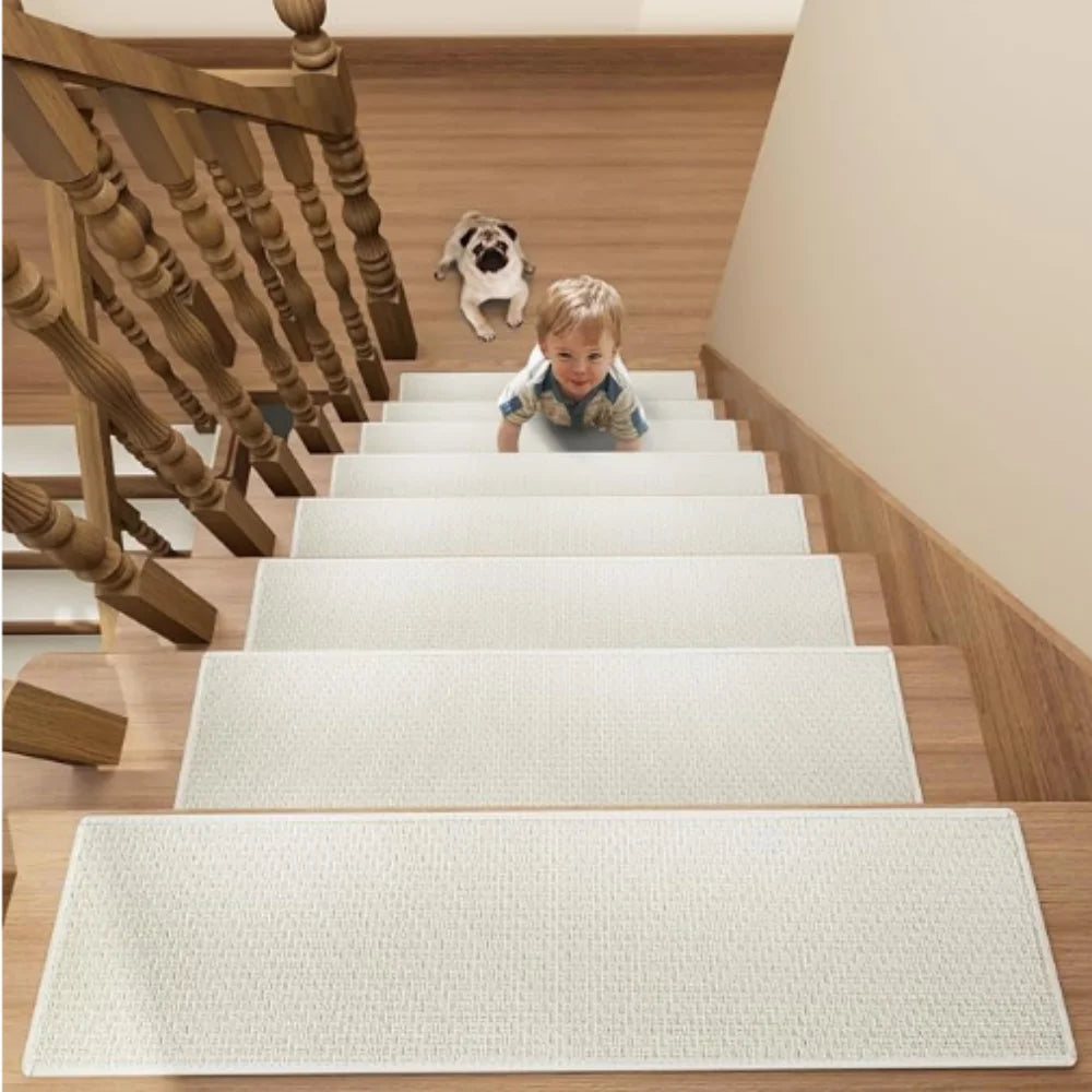 tapis d'escalier antidérapant polyester moderne gris clair gris foncé blanc beige