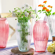 Grand vase en verre transparent coloré à oreilles de blé, décoration de salon nordique moderne