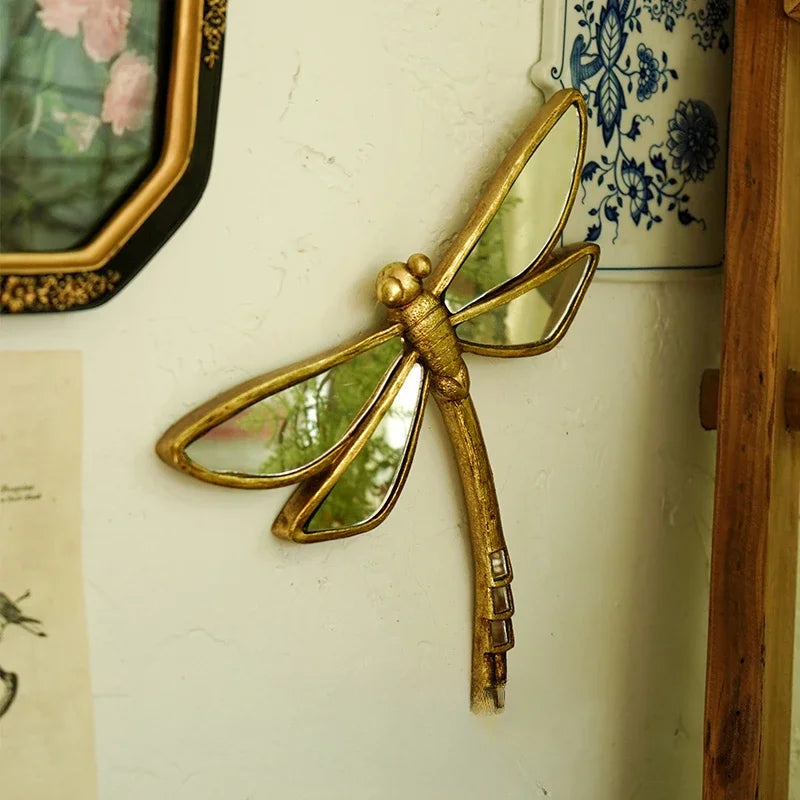 miroir mural art déco doré hirondelle papillons insectes motifs texturés adhésif vintage