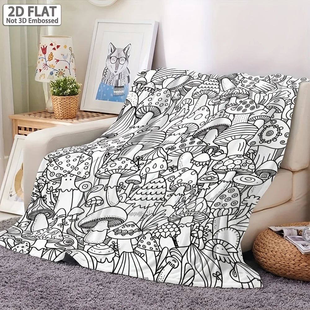 couverture moderne champignons blanc noir polaire polyvalente portable hospitalière voyage