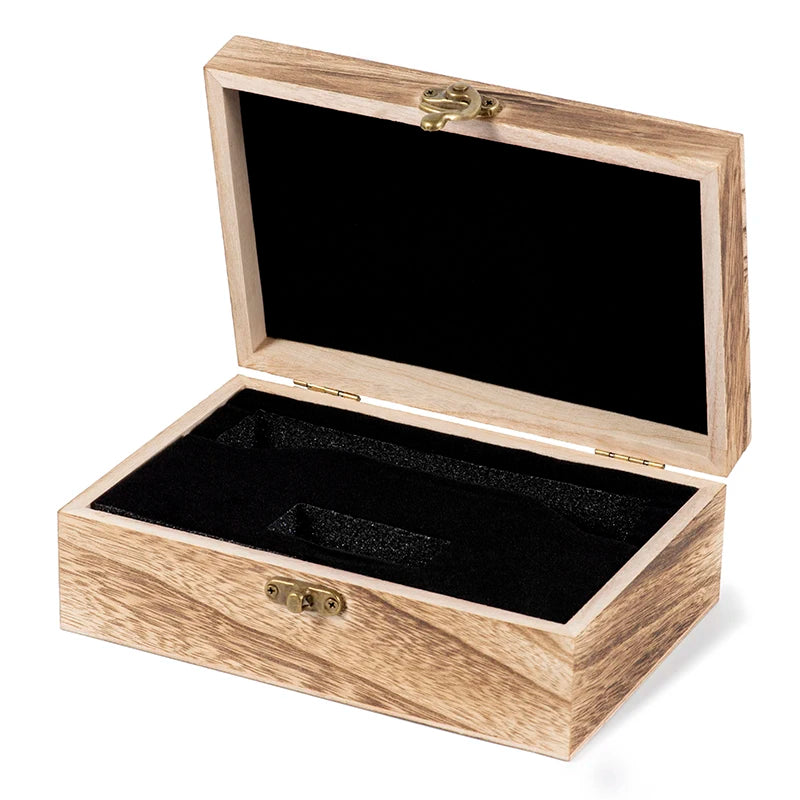 boîte montres bois antique naturel rustique tissu intérieur poignées métalliques