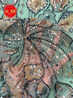 tissu dentelle tulle brodé sequins fleurs robe soirée mariage robe fête