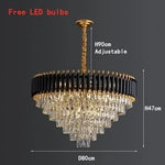 lustres cristal moderne luxueux chandelier noir or transparent led salon