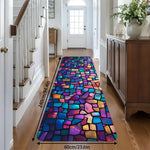 tapis multicolore géométrique moderne antidérapant polyester maison cuisine couloir salon