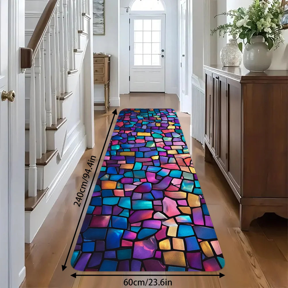tapis multicolore géométrique moderne antidérapant polyester maison cuisine couloir salon