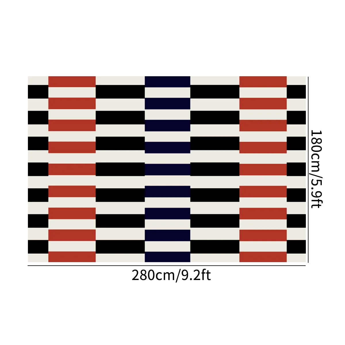 tapis géométrique moderne carreaux noirs blancs lignes colorées durable antidérapant intérieur extérieur