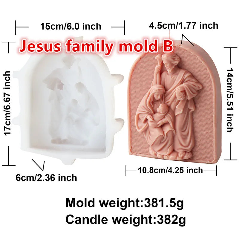 moulages bougies sculptées jésus nativité christ relief classique religieux silicone opaques